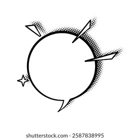sleek line art speech bubbles enhanced with stylish halftone shadows. Ideal for comics, social media posts, advertisements, and graphic design projects.