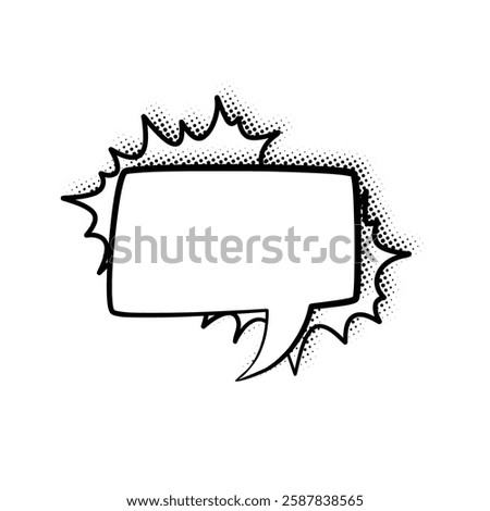 Sleek line art speech bubbles enhanced with stylish halftone shadows. Ideal for comics, social media posts, advertisements, and graphic design projects.