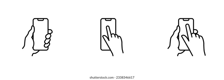 sleek line icon of a mobile phone with a white screen, available in vector EPS10 format.