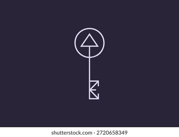 Un elegante logotipo de la llave de línea con contornos elegantes, que simboliza el acceso, las soluciones y la oportunidad a través de un diseño lineal simple