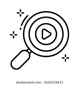 Sleek linear icon highlighting find video search tab