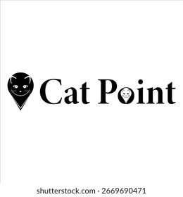 A sleek logo blending a cat’s face with a location pin, symbolizing elegance, precision, and charm for pet, map, or brand identity use