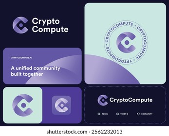 Sleek logo for Crypto Compute, a cutting-edge blockchain and AI tech brand. Features bold, modern design with abstract elements, symbolizing innovation, security, and computational power.