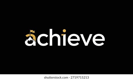 Ein schlankes Logo mit dem Wort "erreichen" in weißem Text auf schwarzem Hintergrund. Das 'a' ist mit einem goldenen Berggipfel kreativ integriert