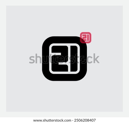 Sleek logo merges number 21 with letter O. Symbolizes coming of age, new era. Perfect for tech startups, 21st birthday events, or modern brands. Versatile design in minimal space.