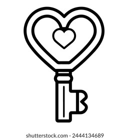 Sleek love key icon vector, perfect for Valentine's Day projects. Unlock your heart.