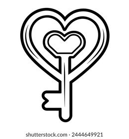 Sleek love key icon vector, perfect for Valentine's Day projects. Unlock your heart.