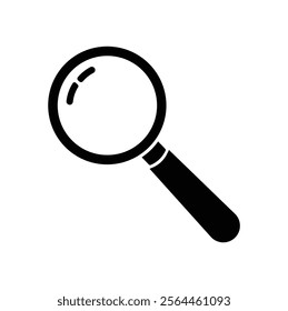 A sleek magnifying glass icon symbolizing discovery and exploration. Transparent design with simple line art, perfect for search, inspection, or analysis in science, research, or web browsing contexts