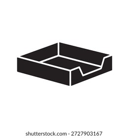 Un elegante icono de bandeja de entrada de mensajes que representa la silueta de la comunicación y la organización digital