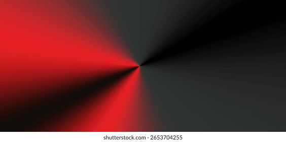 Um gradiente cônico metálico e elegante em vermelho e preto convergindo para um ponto central nítido, criando uma sensação dramática e moderna de profundidade.