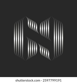 Sleek metallic parallel lines and geometric shapes form a modern silver 69 number monogram logo design, showcasing minimal, futuristic, and creative graphic art for professional branding.