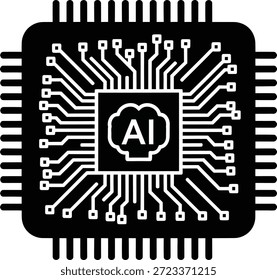 Un elegante diseño de microchip simboliza el núcleo de la inteligencia artificial y el poder de la computación avanzada
