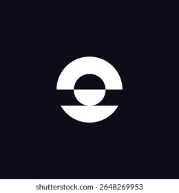 A sleek and minimal abstract logo design featuring a bold circular shape with a horizontal split and central circle element on a dark background. Perfect for technology companies, digital services, st
