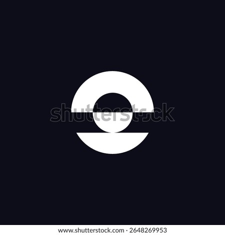 A sleek and minimal abstract logo design featuring a bold circular shape with a horizontal split and central circle element on a dark background. Perfect for technology companies, digital services, st