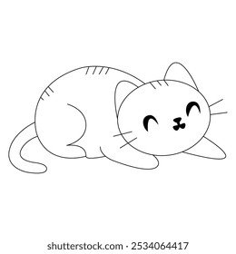 A sleek, minimal cat outline featuring smooth lines and elegant curves. Ideal for in illustrations, logos, coloring pages, or any design project that requires a simple and stylish feline silhouette.