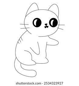 A sleek, minimal cat outline featuring smooth lines and elegant curves. Ideal for in illustrations, logos, coloring pages, or any design project that requires a simple and stylish feline silhouette.