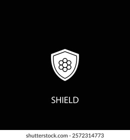 A sleek and minimal shield icon, symbolizing protection and security, perfect for defense branding, apps, and digital safety designs.