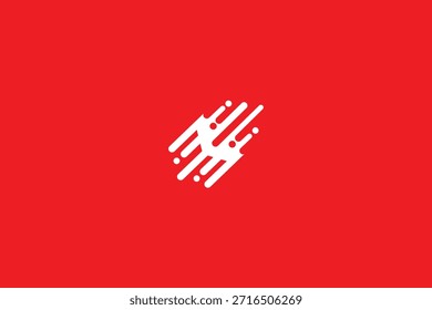 Diseño elegante del logotipo del movimiento rápido de la velocidad mínima en fondo rojo