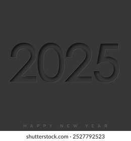 Sleek Minimalist 2025 New Year Design with Dark Monochrome Numbers. Vector illustration