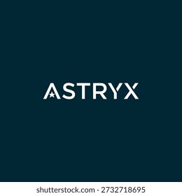 Logotipo 'ASTRYX' elegante y minimalista con una estrella sutil integrada en la letra 'A', presentada sobre un fondo verde azulado oscuro profundo. Perfecto para el branding corporativo y la identidad digital.