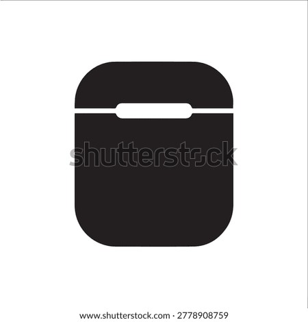 A sleek, minimalist black earbud case featuring a subtle white horizontal strip and a small rectangular cutout near the top edge, creating a modern and clean aesthetic. The case has a soft matte finis.