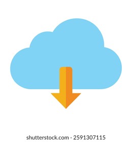 a sleek, minimalist cloud with a downward arrow inside, symbolizing a download action or cloud storage service