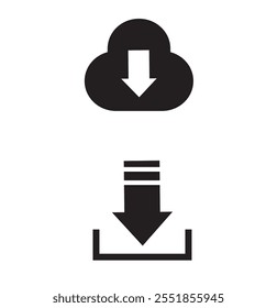 A sleek and minimalist download icon featuring a downward arrow pointing to a horizontal line. Designed in a modern, flat style with clean lines, balanced proportions. Ideal for websites, application.