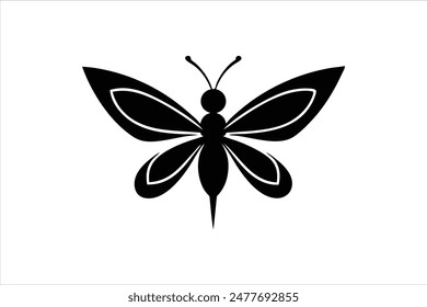 Un logotipo de luciérnaga elegante y minimalista en negro, presentado como una silueta. Este ícono de arte de Vector captura la esencia de la simplicidad y la elegancia en su diseño, perfecto para diversas necesidades de marca.