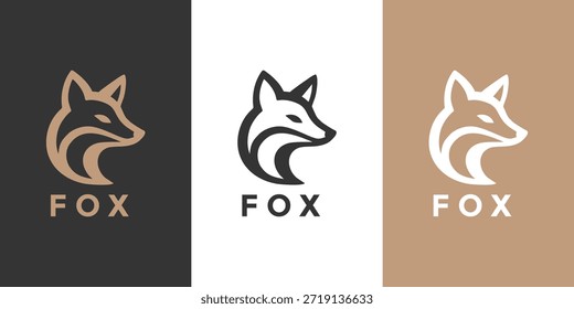 Elegantes minimalistisches Fuchskopf-Logo mit sauberer, moderner Linienkunst in Profilansicht. Diese elegante tierische Silhouette steht für Cleverness und Agilität und ist ideal für Kreativagenturen, Tech-Startups, Boutique-Modemarken und Outdoor-Lifestyle-Unternehmen. Das Set enthält sowohl positive als auch negative Versionen in Schwarz und Weiß für vielseitiges professionelles Branding