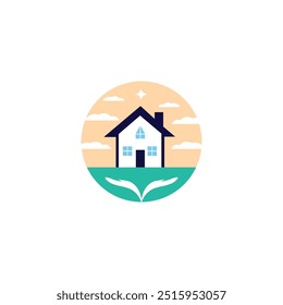 Um vetor de logotipo doméstico elegante e minimalista com uma silhueta de casa moderna, simbolizando calor e segurança. Perfeito para serviços imobiliários ou domésticos, escalável para qualquer mídia com linhas nítidas e limpas.