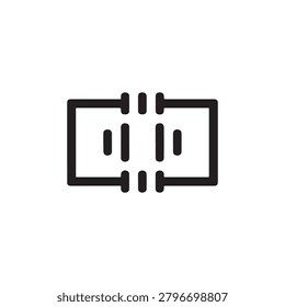 A sleek, minimalist icon featuring abstract soundwave patterns inside a rectangular frame. The design is monochromatic, using solid black lines on a white background, giving it a clean and modern aest.