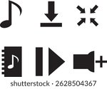 A sleek, minimalist icon featuring a single eighth note (quaver) with a curved stem and a filled oval note head. The note tilts slightly to the right, giving a sense of rhythm and motion. 