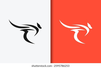 A sleek minimalist logo featuring a stylized kangaroo, symbolizing agility and strength.