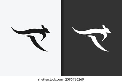 A sleek minimalist logo featuring a stylized kangaroo, symbolizing agility and strength.