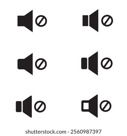 A sleek and minimalist mute sound icon design, featuring a speaker symbol with a diagonal line crossing through it, representing the 'no sound' or 'mute' functionality crafted with clean lines.