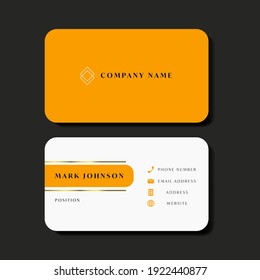 Sleek and Minimalist Orange Business Card Template vector.  Card for corporation, small business, personal branding etc.