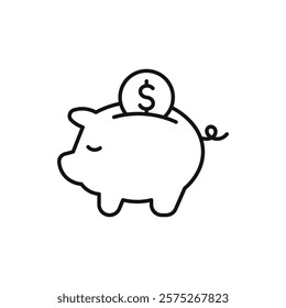 A sleek and minimalist piggy bank icon that symbolizes saving, budgeting, investment, and overall financial growth. This design is ideal for any financerelated projects and themes