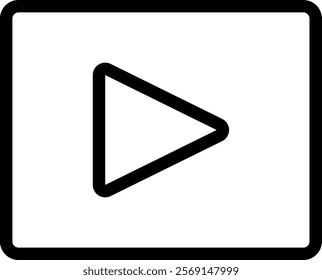 A sleek and minimalist play button icon set against a square backdrop, ideal for media players and music apps. Clean lines and balanced design ensure easy recognition.