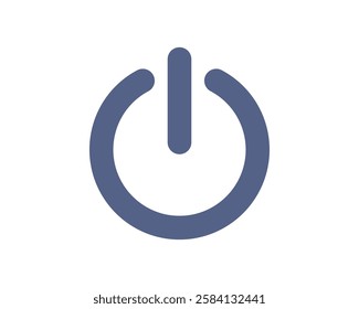 Sleek, minimalist power button icon in muted blue. Perfect for websites, apps, and presentations needing a clean, modern aesthetic.