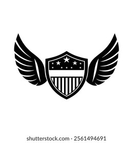 A sleek, minimalist shield design featuring stars