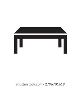 A sleek, minimalist silhouette of a modern rectangular table with a flat top and four tapered legs. The image is rendered in solid black against a plain white background, creating a stark contrast. Th.