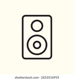 A sleek minimalist speaker icon featuring a clean line design perfect for digital audio or sound systems in a modern context.