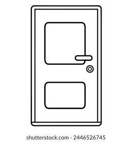 Sleek and minimalist steel door silhouette icon for digital and print projects.