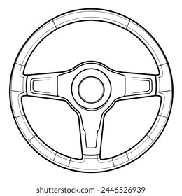 Sleek and minimalist steering wheel silhouette icon for digital and print projects.