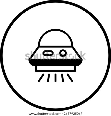 Sleek minimalist UFO icon design with a circular frame for modern graphics