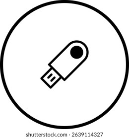 Sleek and Minimalist USB Drive Icon in a Circular Frame for Modern Designs