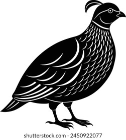 A sleek, minimalist vector graphic capturing the essence of a quail in silhouette. Perfect for adding a touch of nature to designs with its simplicity and elegance.