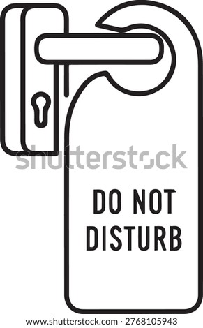 A sleek, minimalist vector illustration of a do not disturb sign clipped to a door handle with a simple, clean design.