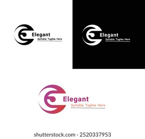 Logotipo vetor minimalista e elegante, perfeito para start-ups de tecnologia e empresas modernas. Um "E" estilizado dentro de um círculo simboliza unidade, precisão e inovação.