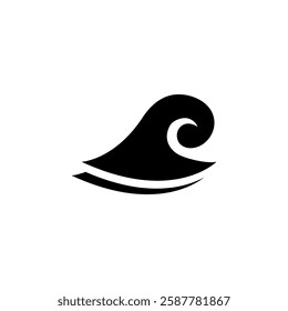 Sleek minimalist wave icon, ideal for branding and aquatic themes.